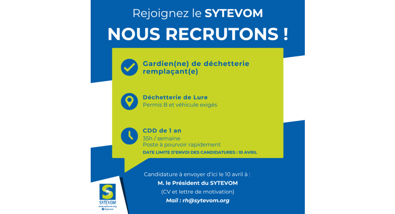 Gardien(ne) de déchetterie remplaçant(e) - déchetterie de Lure